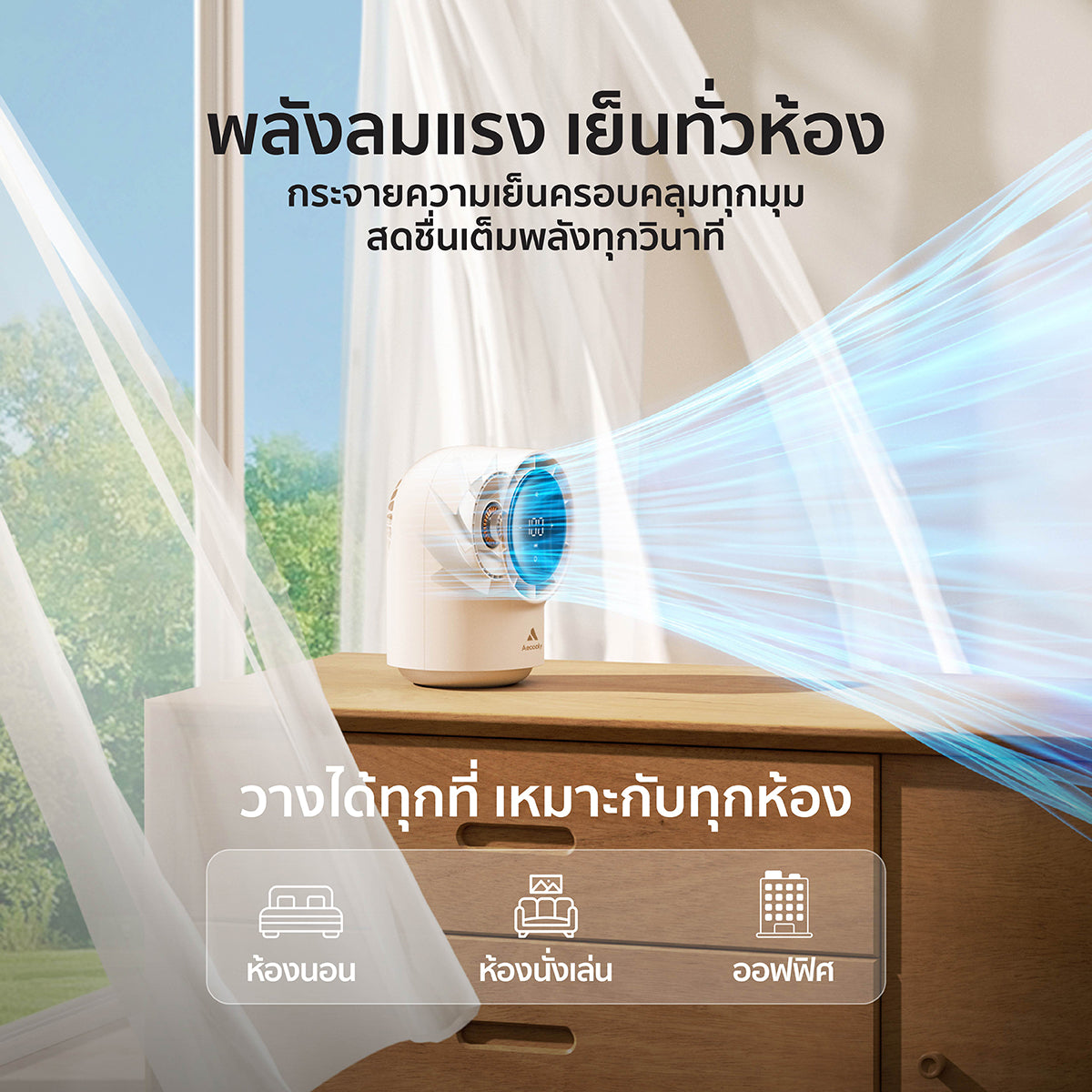 Aecooly Chic 01 Table Fan-8000mAh, Strong Wind, LED Display Screen.(Model TB01)