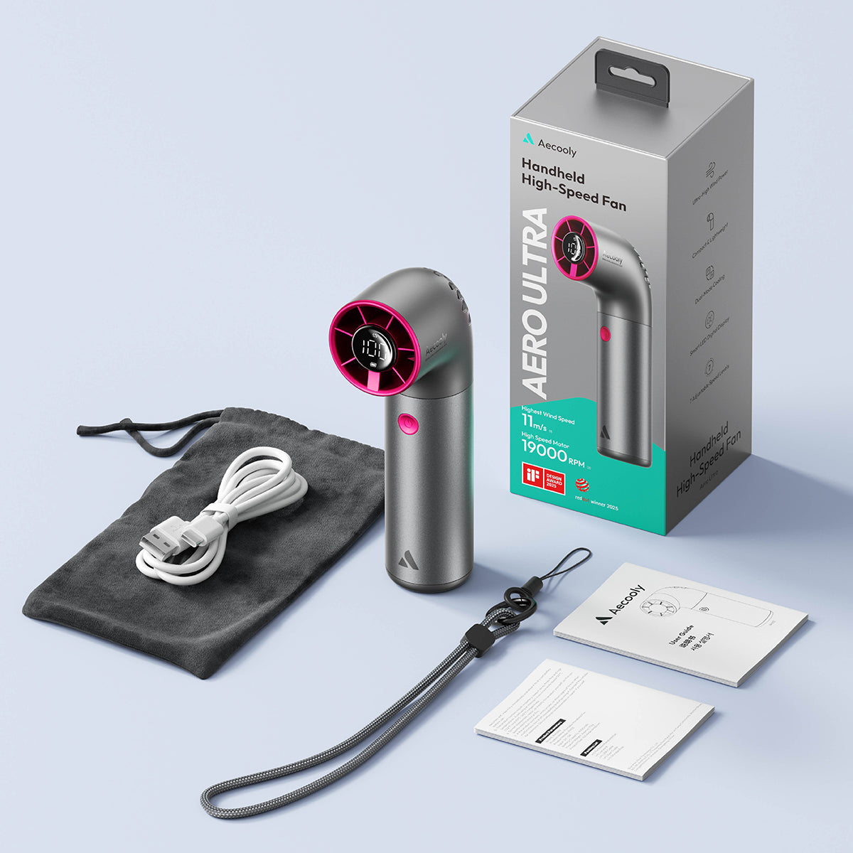 Aecooly Aero Ultra Handheld Fan-4500mAh, LED Disply Screen.(Model PH03)