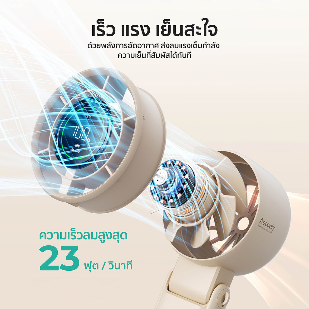 Aecooly Halo 02 Handheld Fan-3600mAh / 5000mAh, Low Noise.(Model PB02/PB02-A)