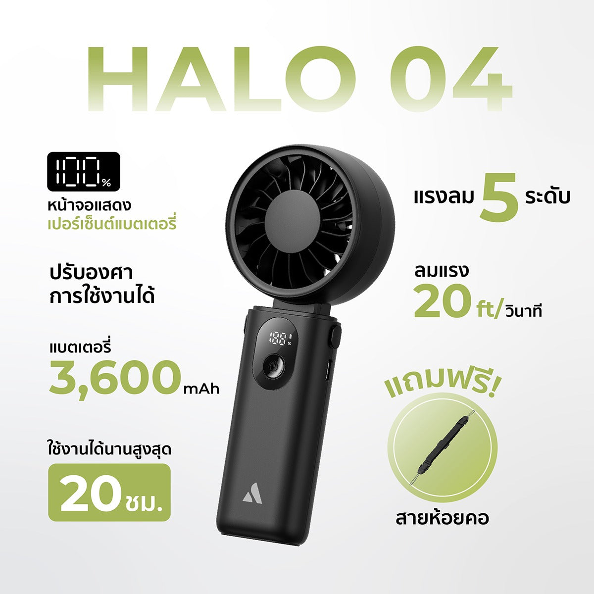 [NEW] Aecooly Handheld Fan Halo 04, 3600mAh, Low Noise.(Model PE02)