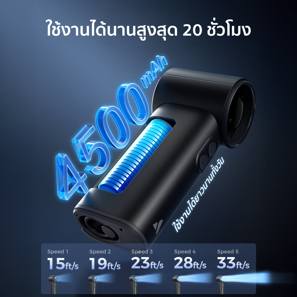 [NEW] Aecooly Portable Cold Air Fan, 4500mAh Battery, USB Fan with 5 Speed Levels, Powerful Airflow, with Mist Spray and LED