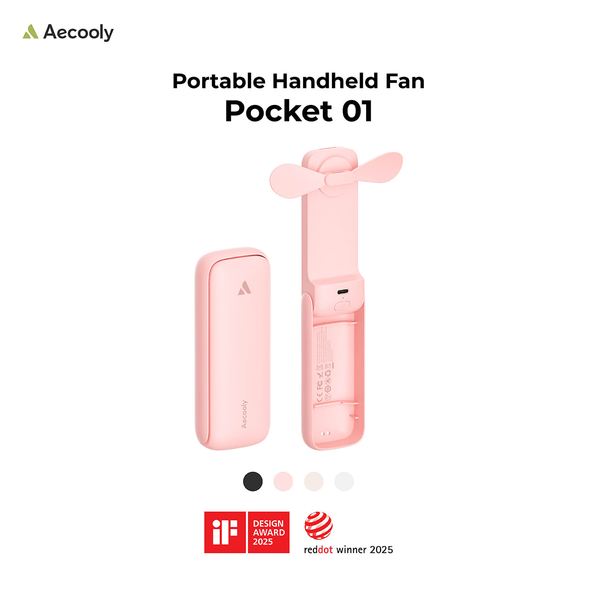 Aecooly Pocket 01 Foldable Handheld Fan, 2000 mAh (Model PF01)
