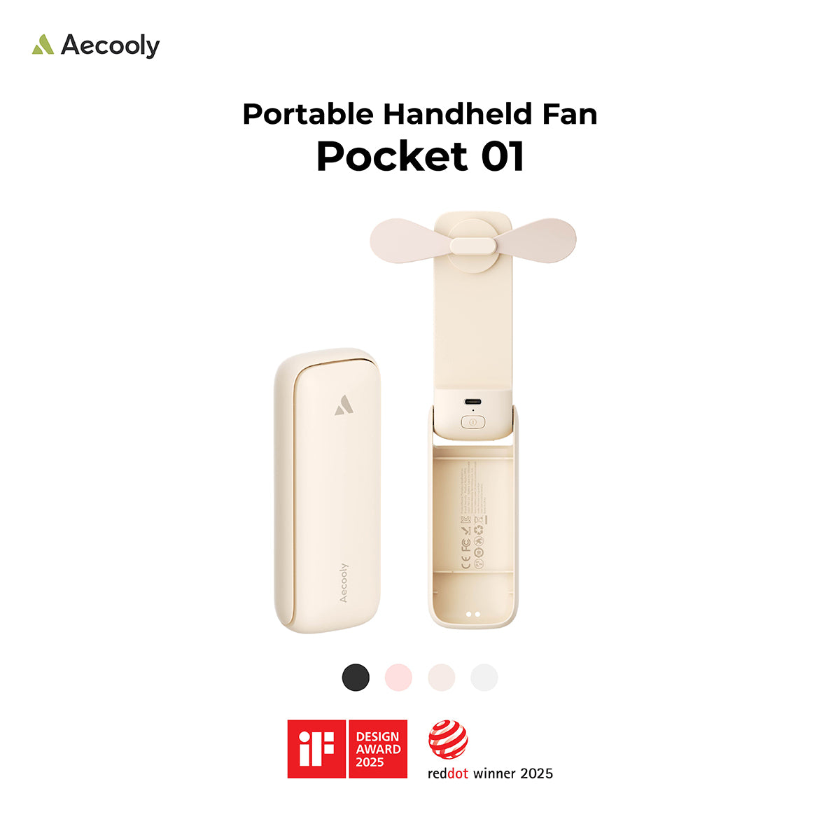 Aecooly Pocket 01 Foldable Handheld Fan, 2000 mAh (Model PF01)