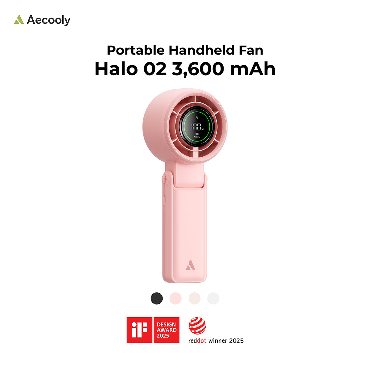 Aecooly Halo 02 Handheld Fan-3600mAh / 5000mAh, Low Noise.(Model PB02/PB02-A)