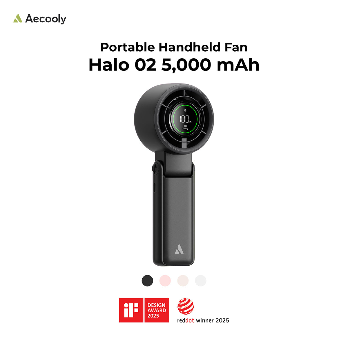 Aecooly Halo 02 Handheld Fan-3600mAh / 5000mAh, Low Noise.(Model PB02/PB02-A)
