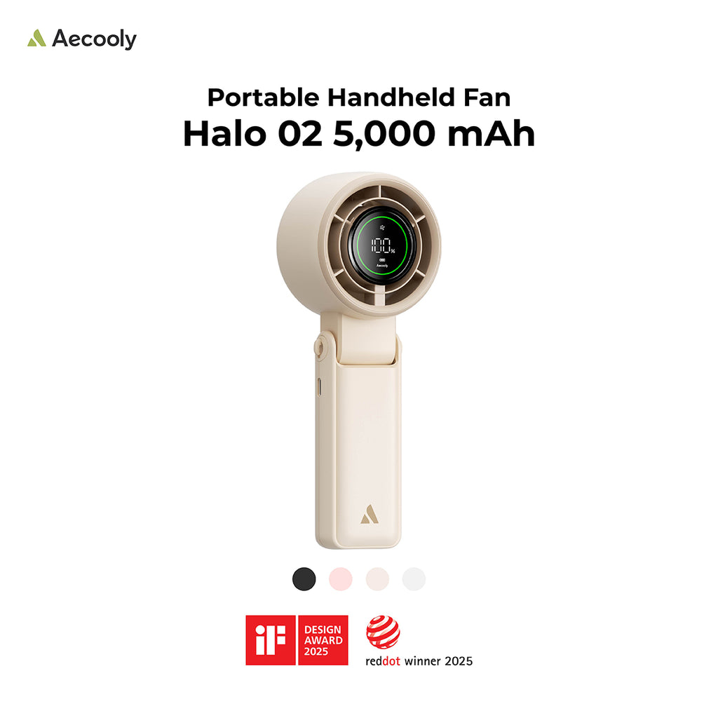 Aecooly Halo 02 Handheld Fan-3600mAh / 5000mAh, Low Noise.(Model PB02/PB02-A)